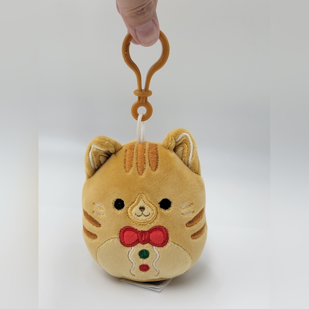Squishmallow Jones Gingerbread Cat Clip-on Keychain Ginger Orange Tabby Kitty